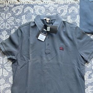 Nwt Burberry men’s collared shirt steel blue size m